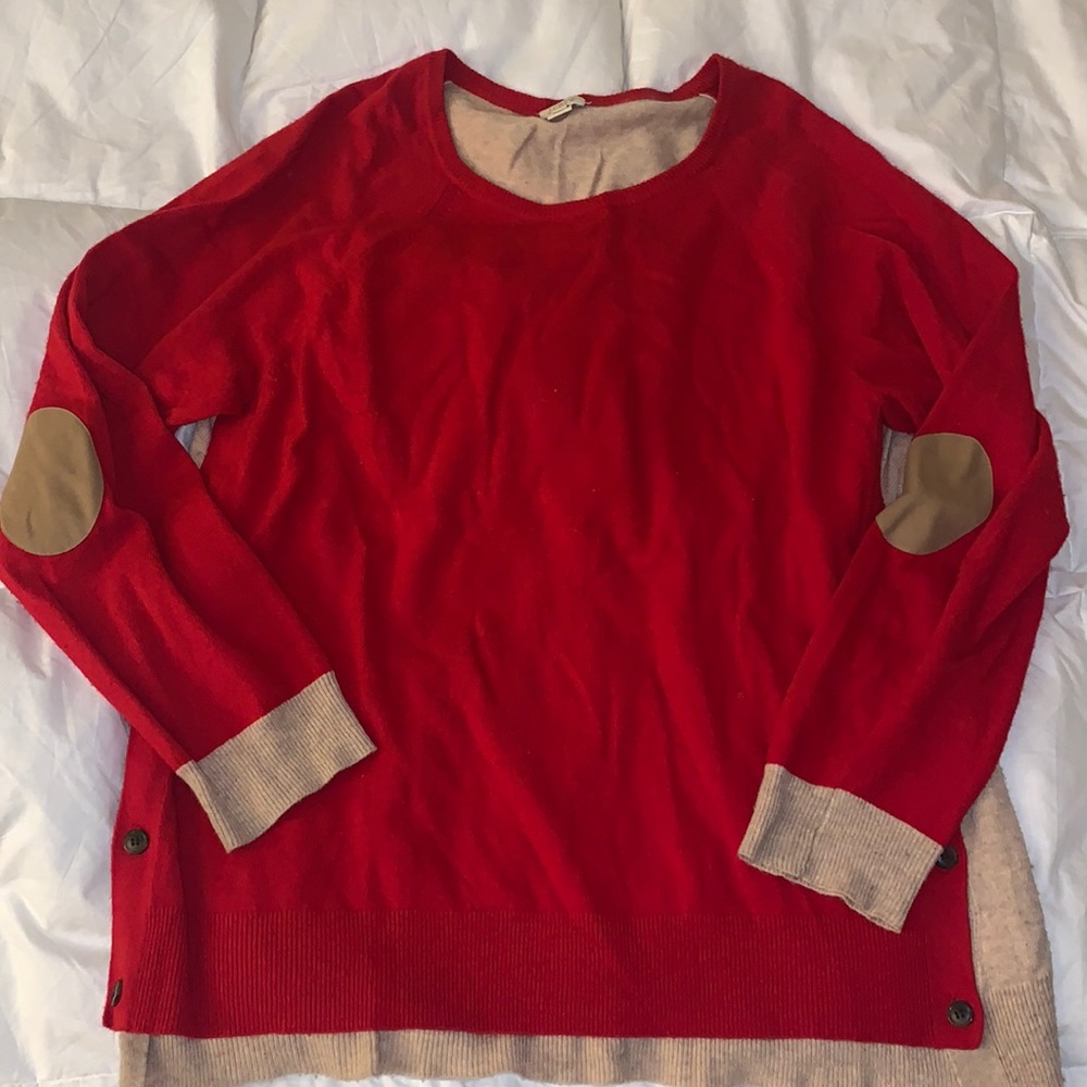 Jcrew side button sweater with shoulder patches size xxl
